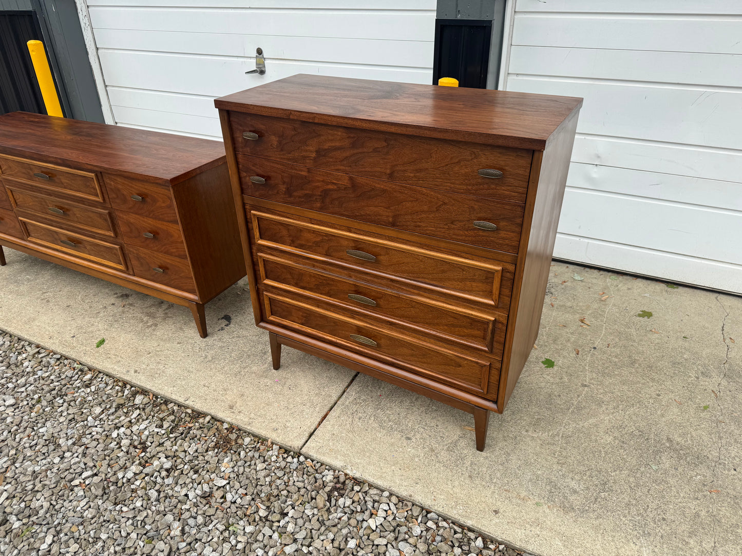 Lenior House – Refinished Midcentury Dresser Set with Mirror (Lowboy + Highboy) ✨