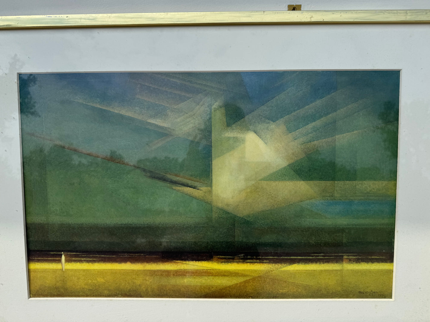 Lyonel Feininger β Bird Cloud (1974 Print, Gold Frame) β 36" x 26" π¨