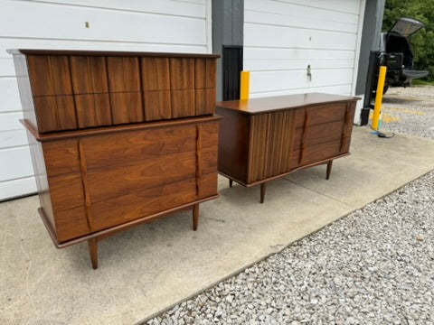 United Furniture Corporation Highboy Chest – Sculptural Drawer Fronts
