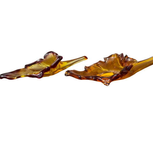 Pair of Blown Glass Sculptures β Autumn Leaves Design πβ¨