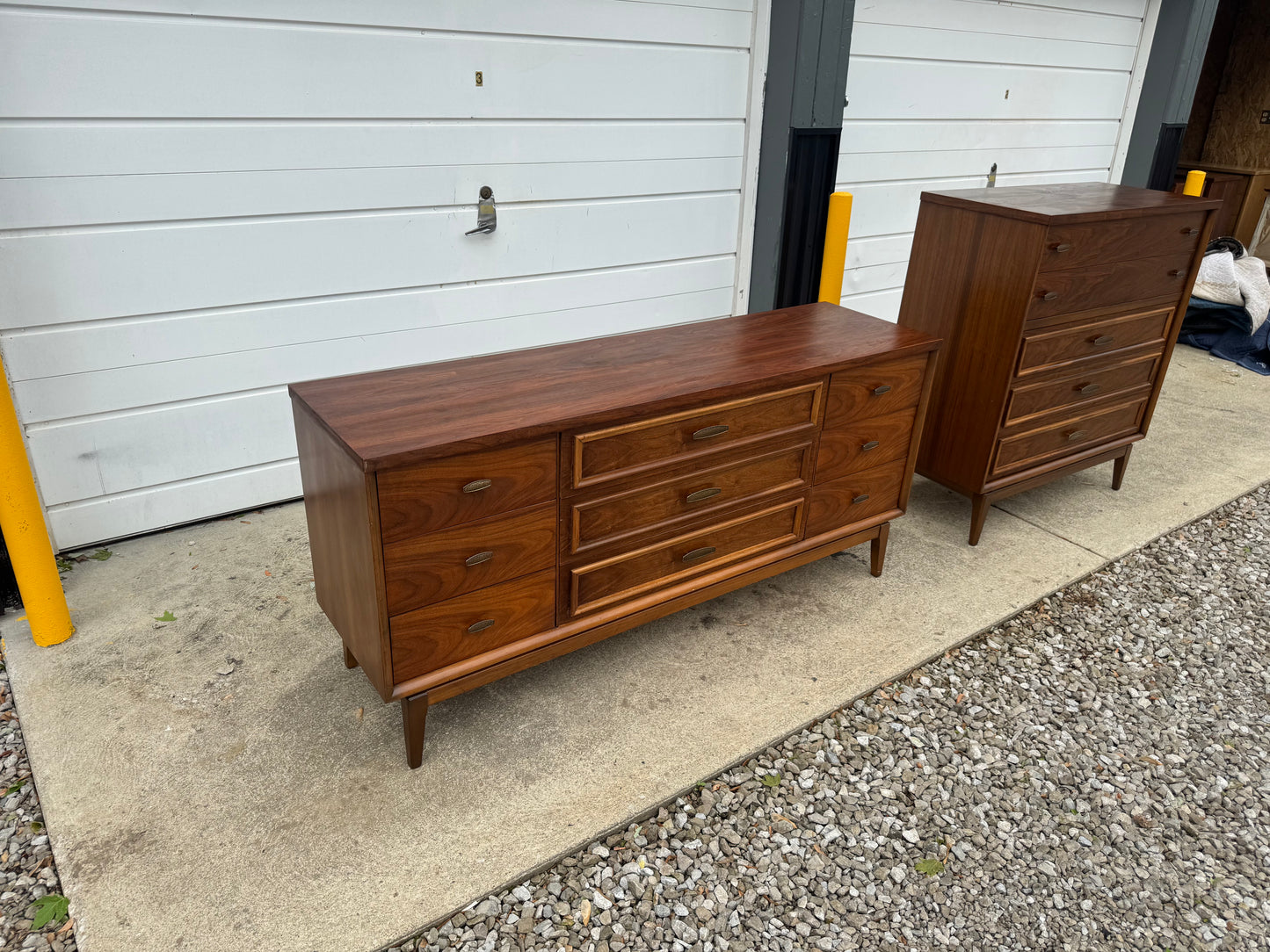 Lenior House – Refinished Midcentury Dresser Set with Mirror (Lowboy + Highboy) ✨