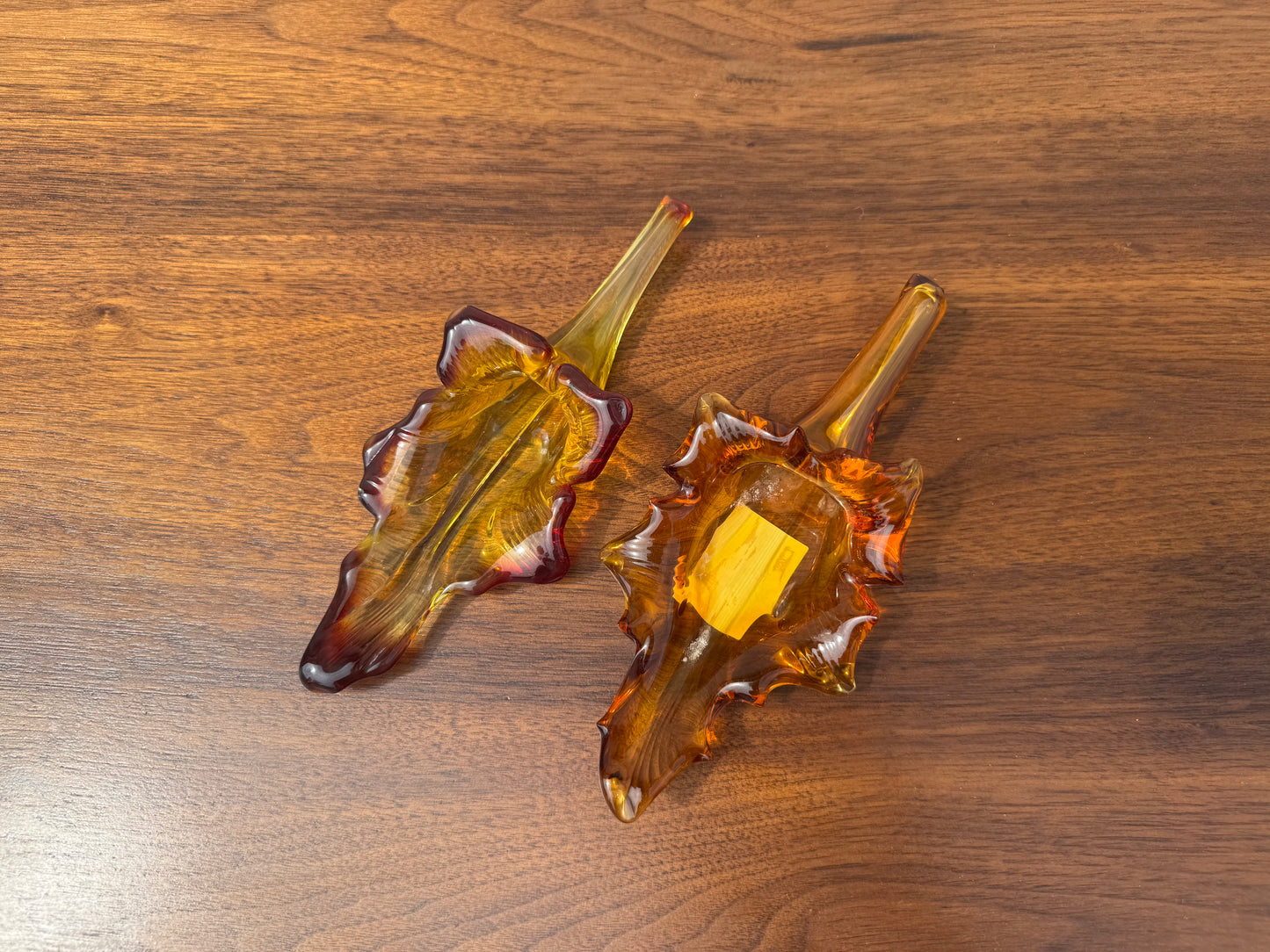 Pair of Blown Glass Sculptures β Autumn Leaves Design πβ¨