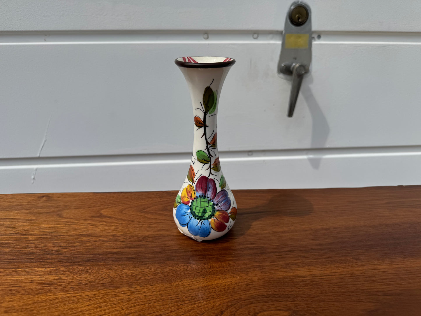 Hand-Painted Glass Vase – Made in Spain (7” T x 3” W)
