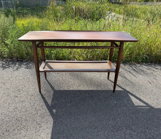 Bassett Console Table with Rattan Shelf