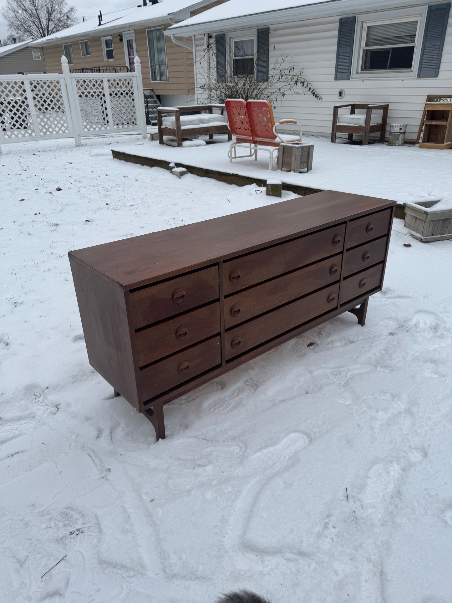 Stanley Furniture Long Walnut Dresser