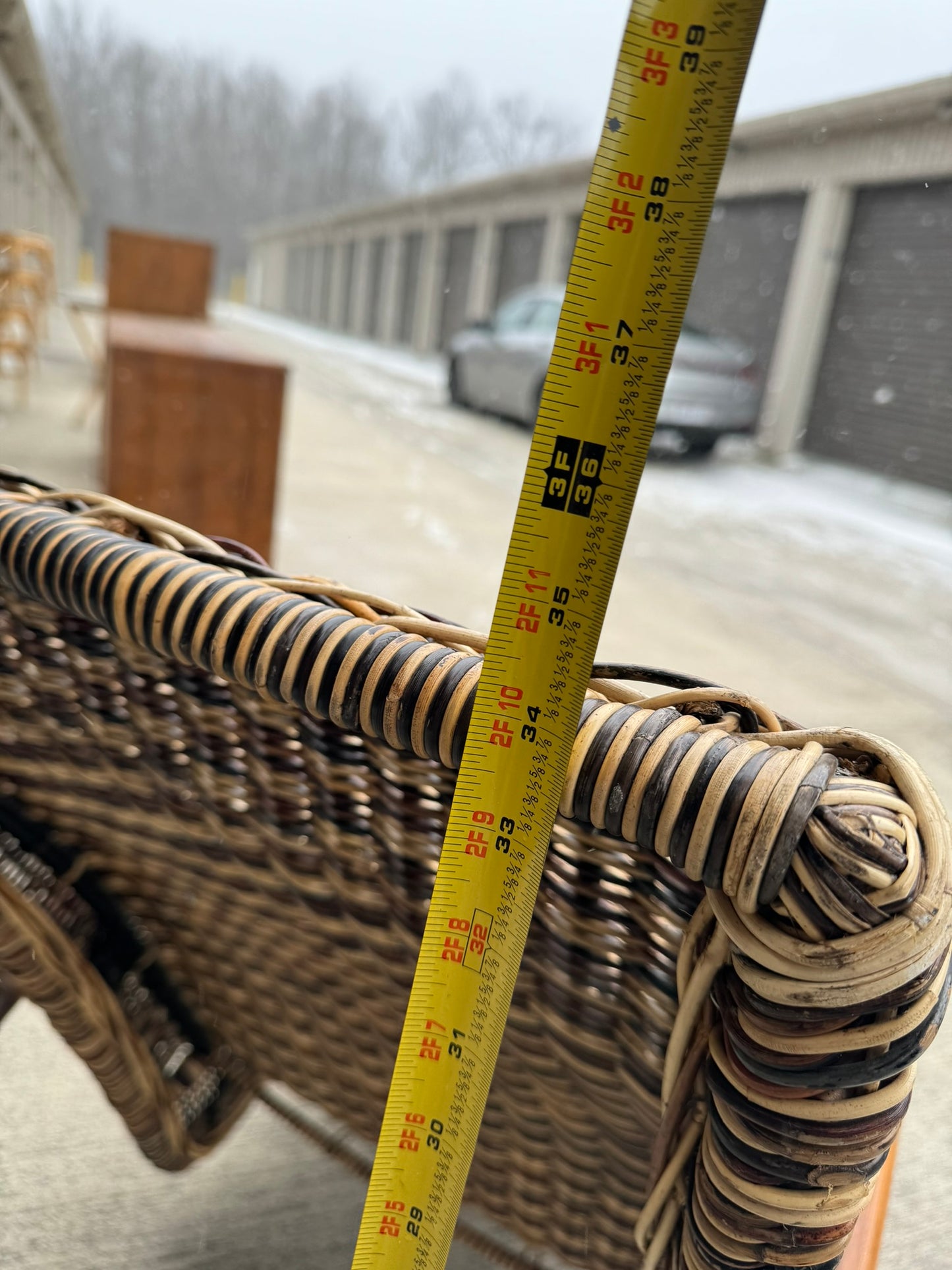 Midcentury Modern Wicker Lounge Chair with Metal Frame