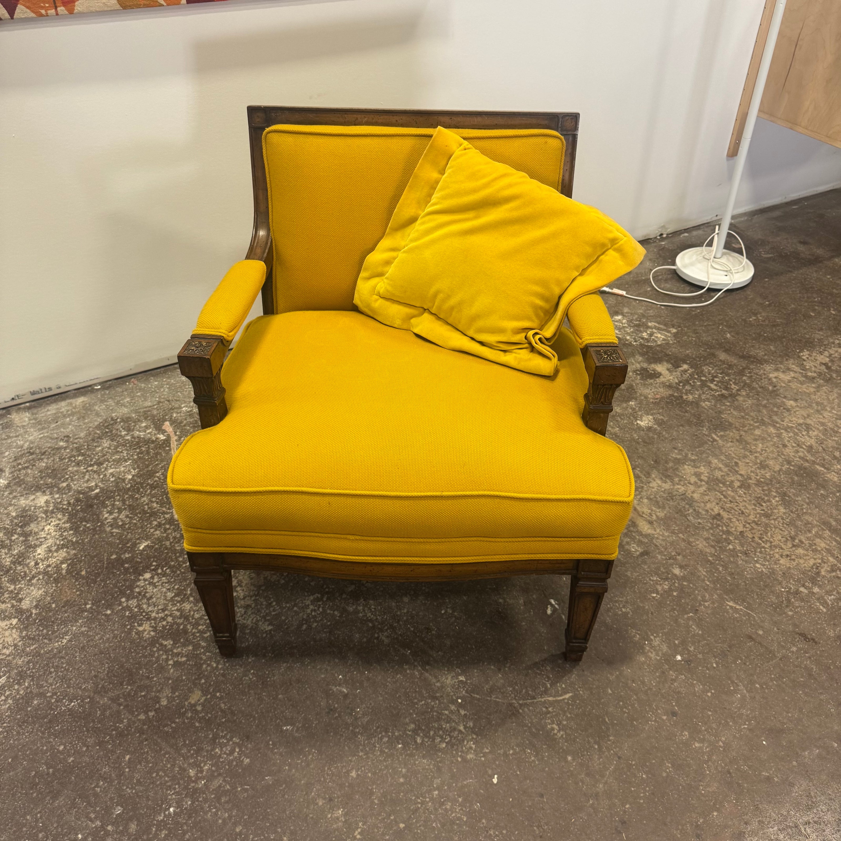 Antique Yellow Upholstered Accent Chair — Traditional Style