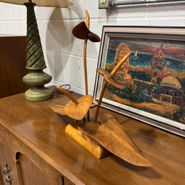 Vintage Hawaiian Floral Wood Carving