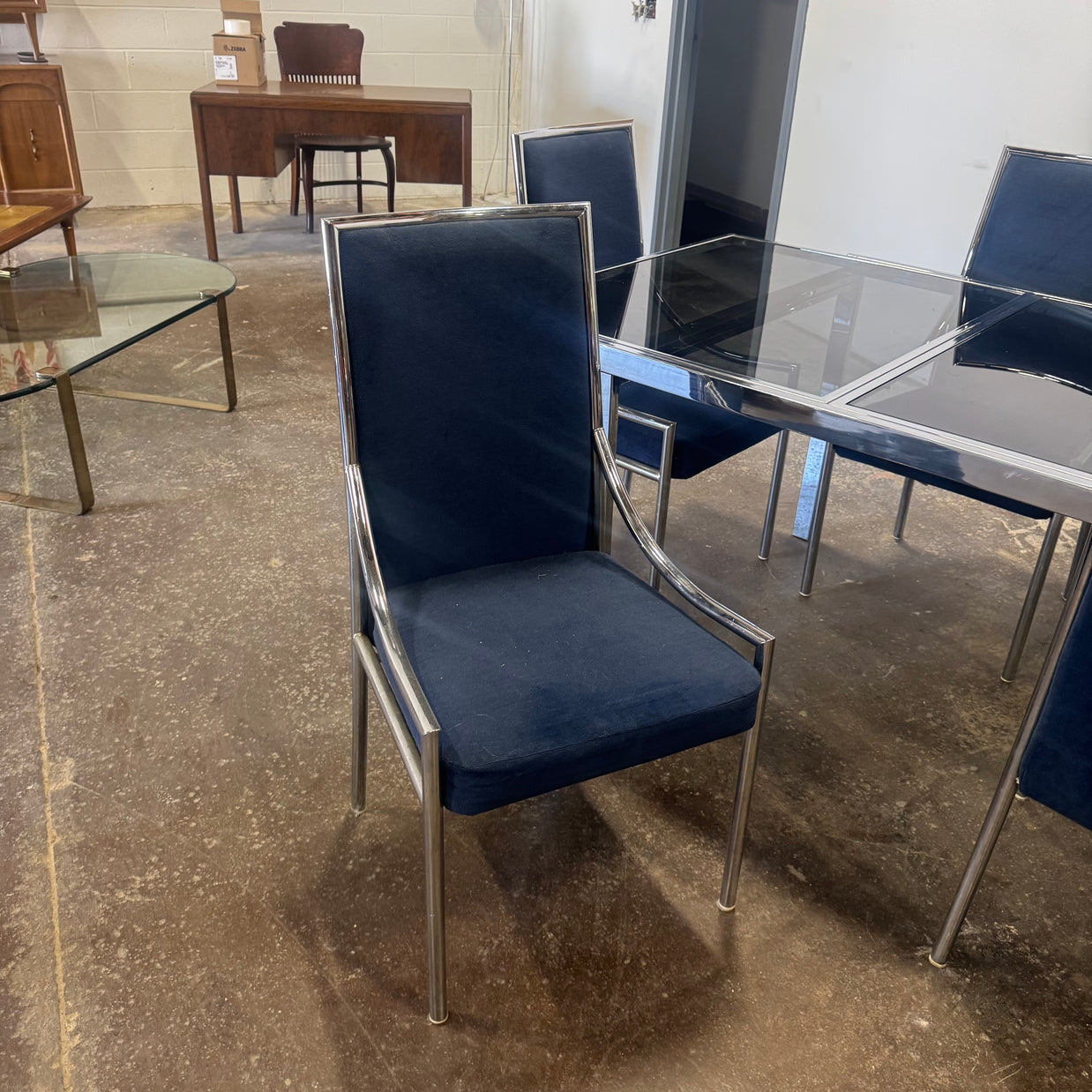Milo Baughman Style Chrome Dining Set