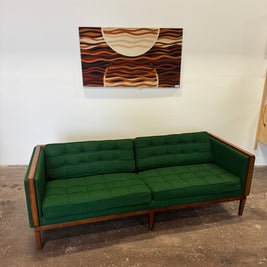 Domore Contract Furniture MCM Sofa — Original Green Button Tufted Upholstery