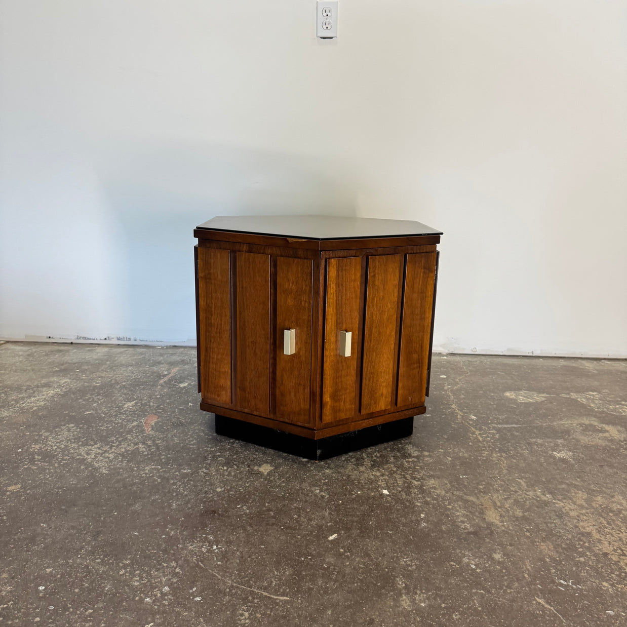 Lane Walnut Hexagon End Table