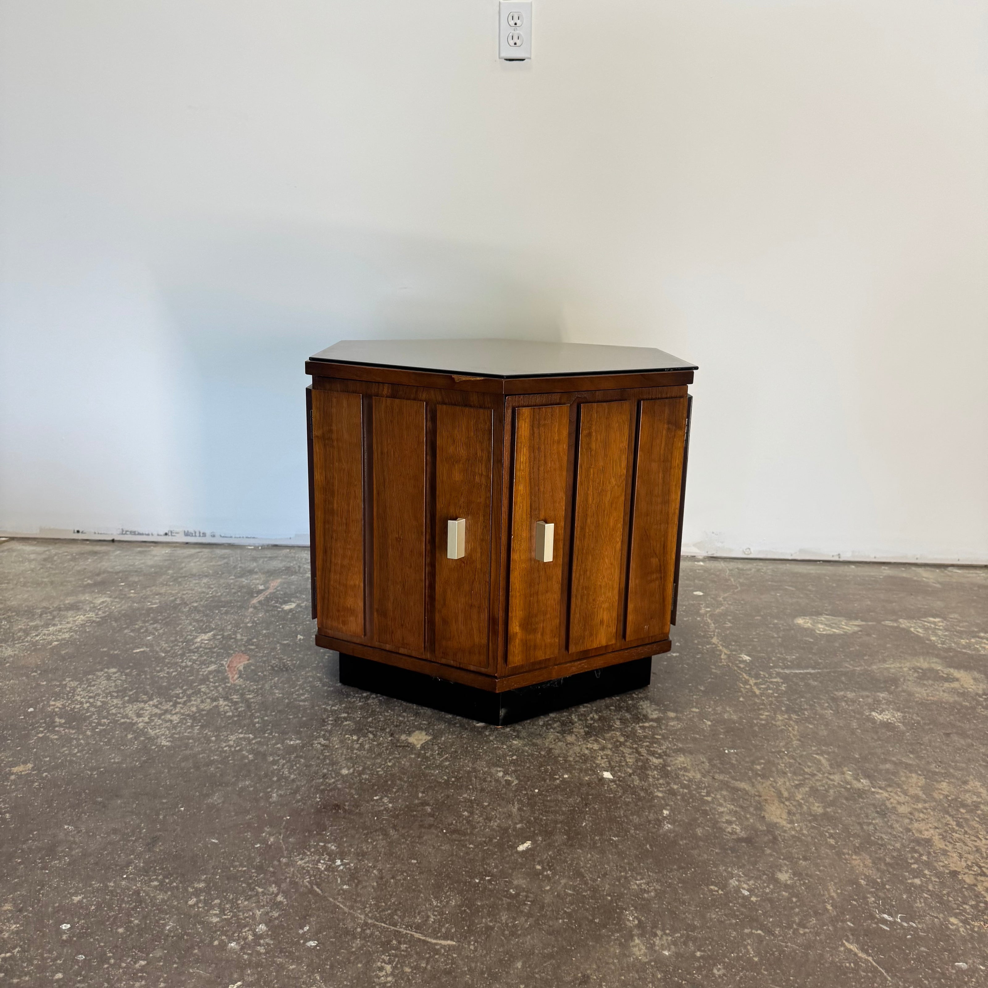 Lane Walnut Hexagon End Table