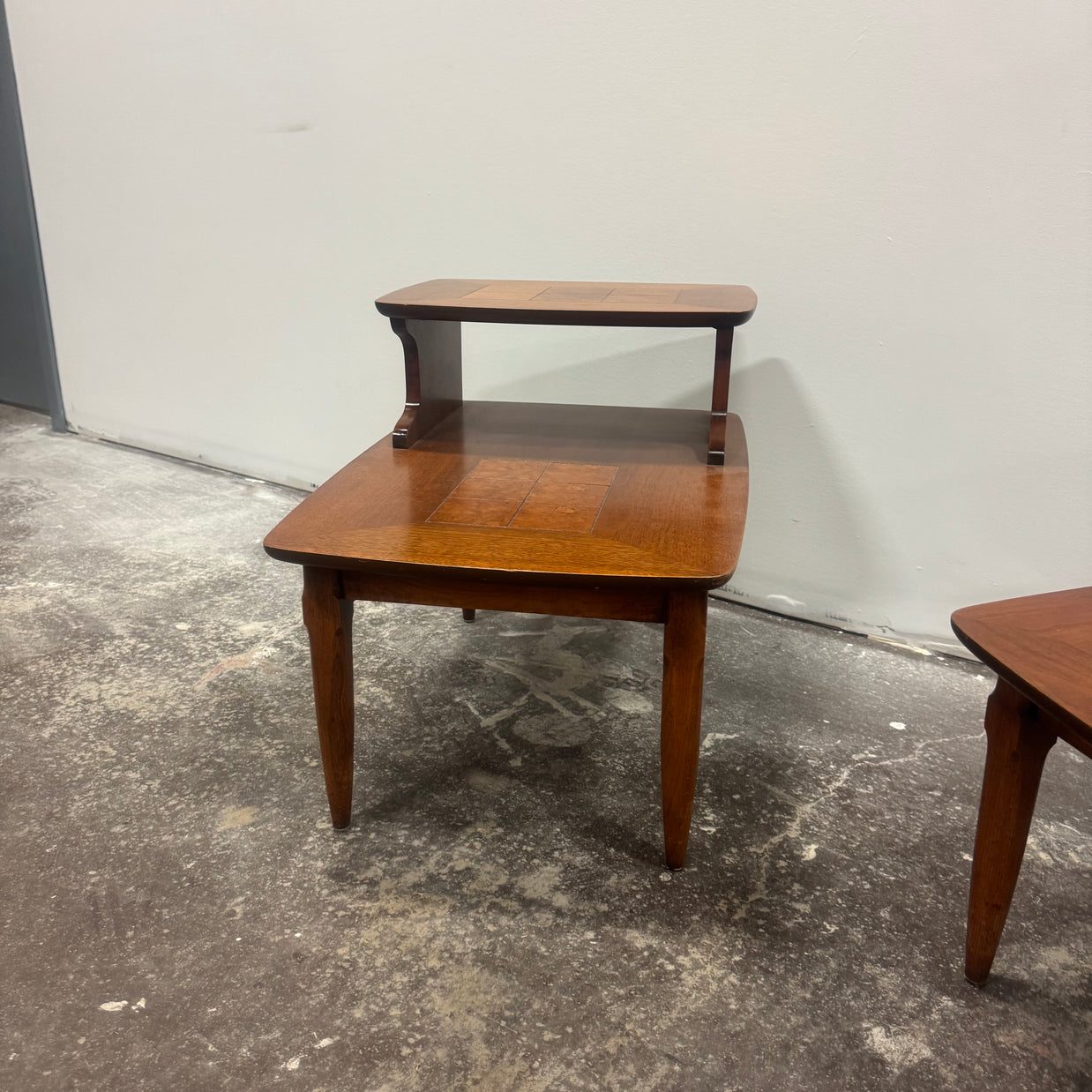 Lane Walnut Burl Inlay End Tables