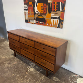 Midcentury Walnut Nine Drawer Dresser