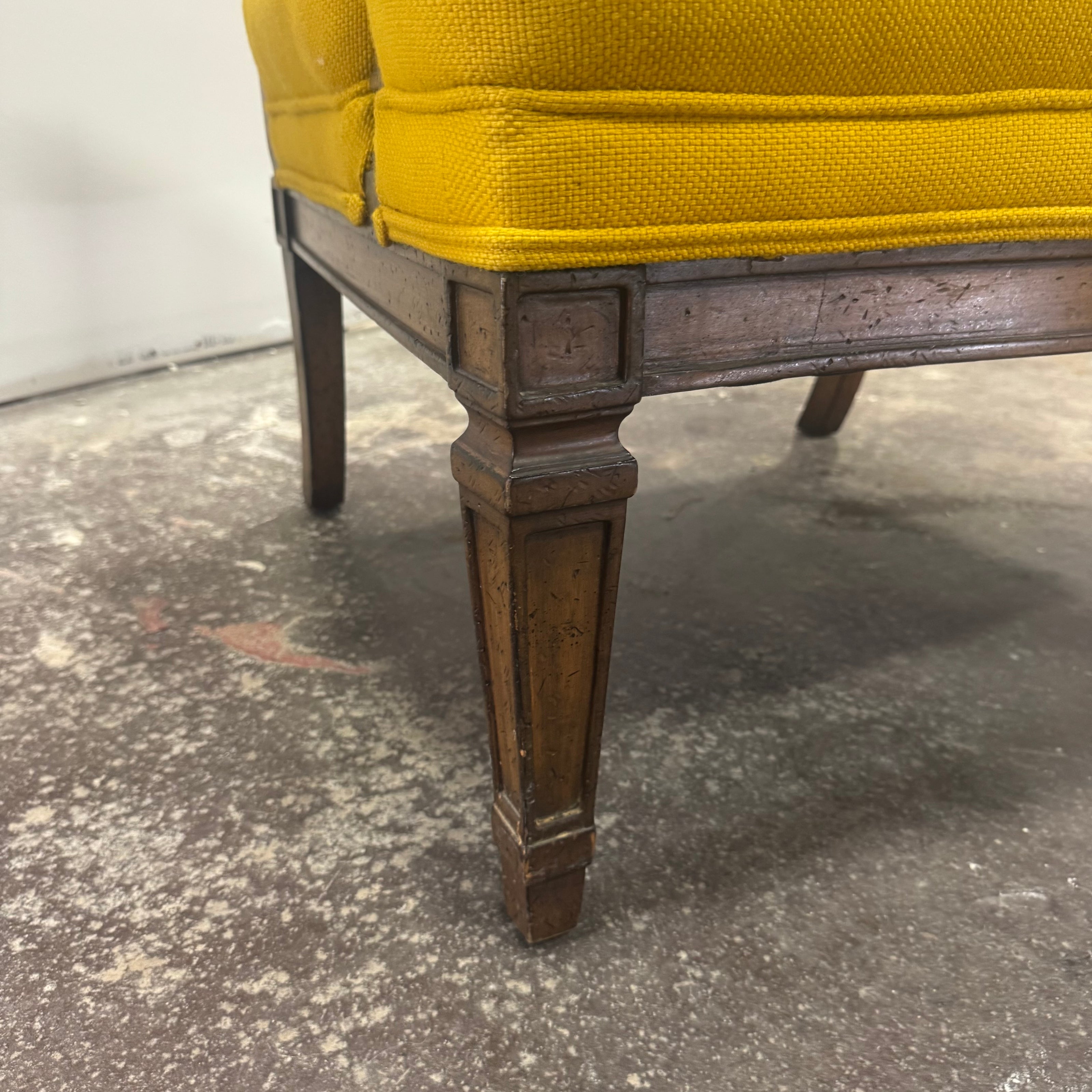 Antique Yellow Upholstered Accent Chair — Traditional Style