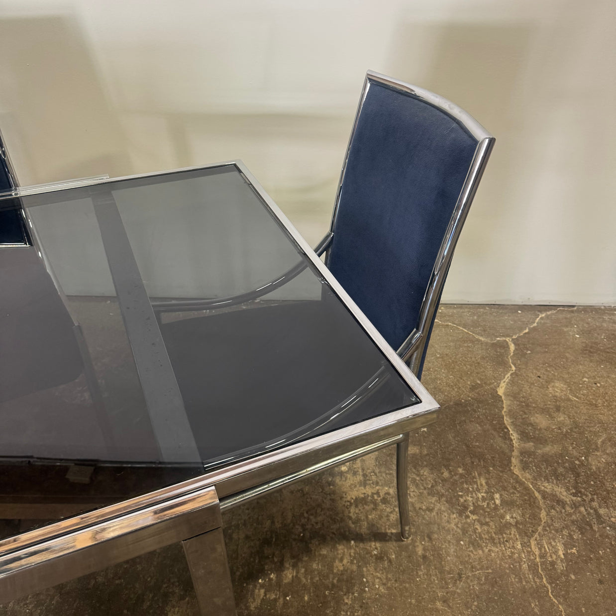 Milo Baughman Style Chrome Dining Set