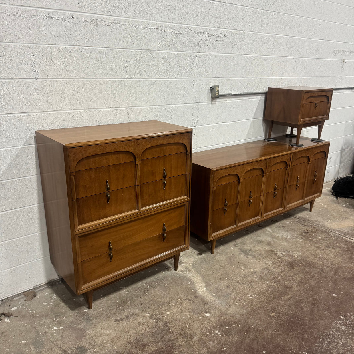 American Martinsville Burl Walnut Bedroom Set