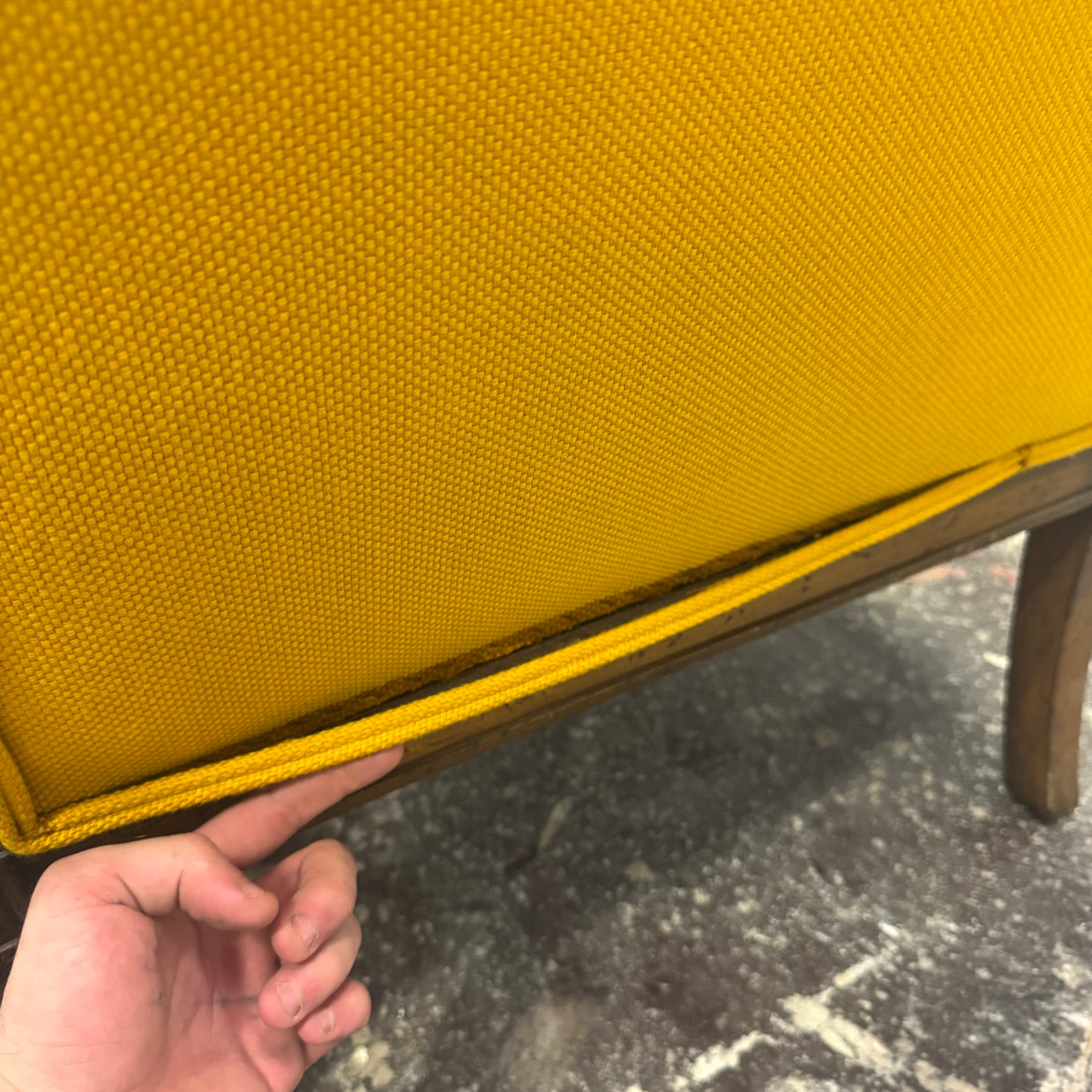 Antique Yellow Upholstered Accent Chair — Traditional Style