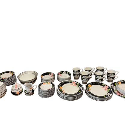 Black China Set – Sangostone Korea (Black/Gold Floral)