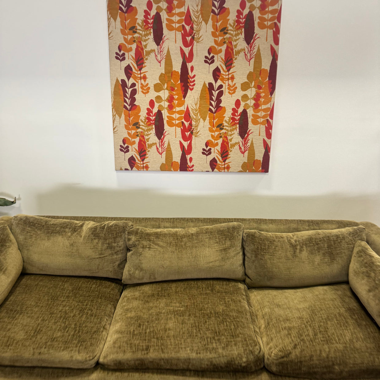 Sleigh Lounge Sofa - Olive Upholstery w/ down pillows
