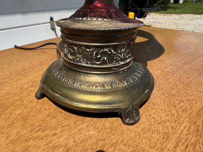 Vintage Pink Glass Lamp Base (Slag Glass Style) – Shade Not Included ✨