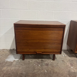 Jens Risom Walnut Tambour Door Bar Cabinet — Professionally Restored