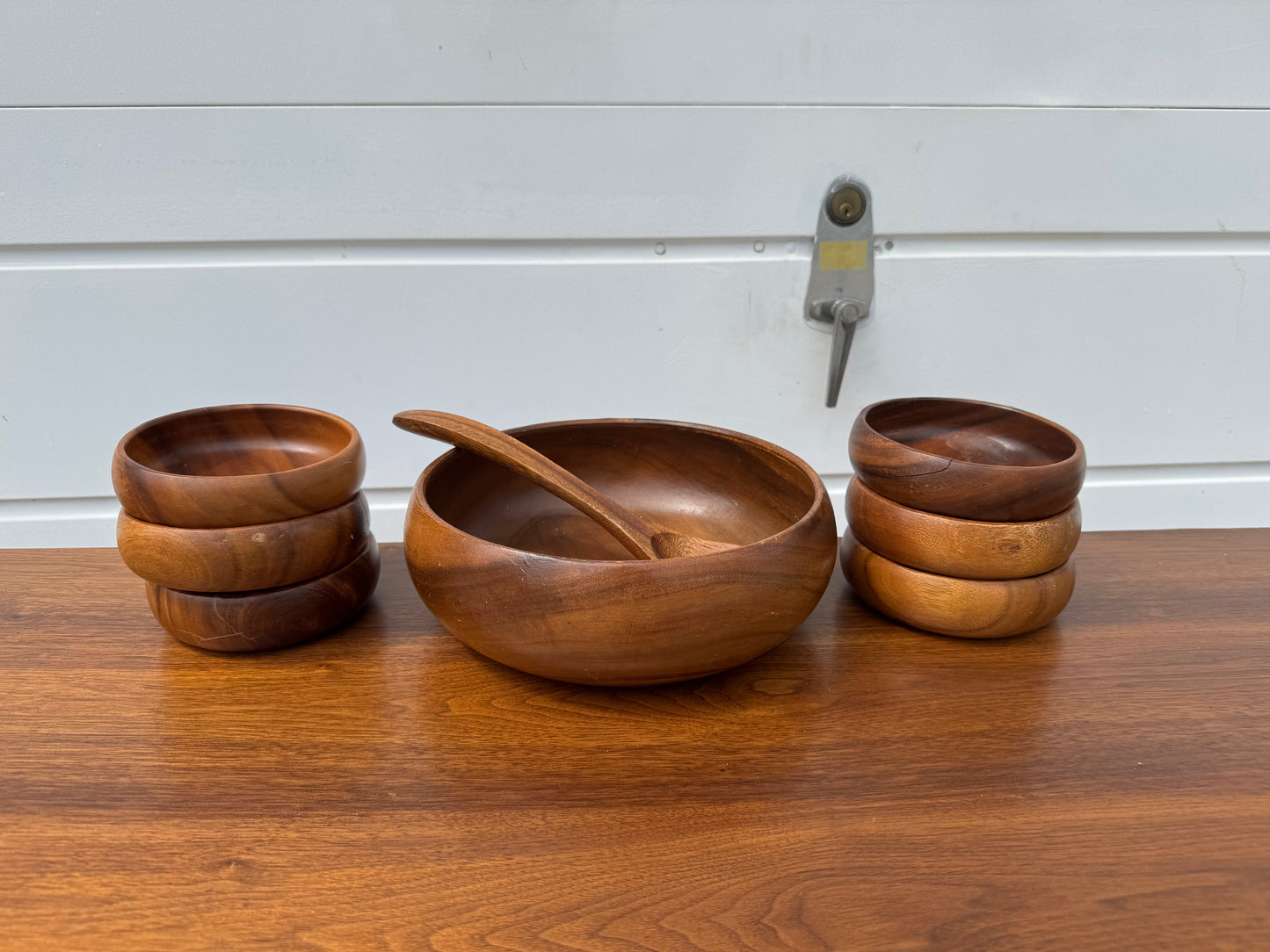 Vintage Teak/Walnut Salad Bowl Set