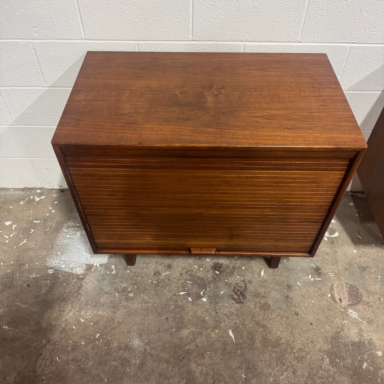 Jens Risom Walnut Tambour Door Bar Cabinet — Professionally Restored