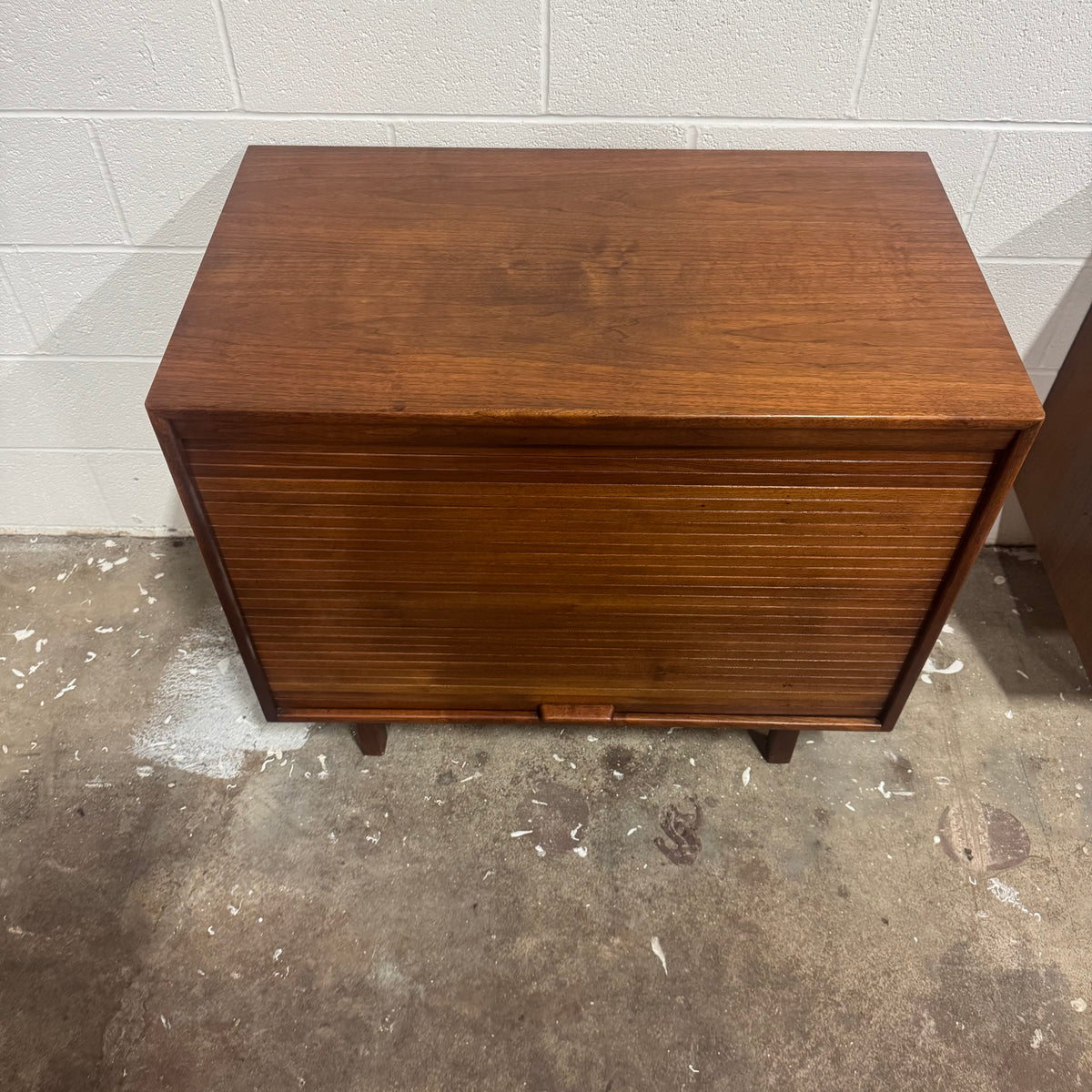 Jens Risom Walnut Tambour Door Bar Cabinet — Professionally Restored