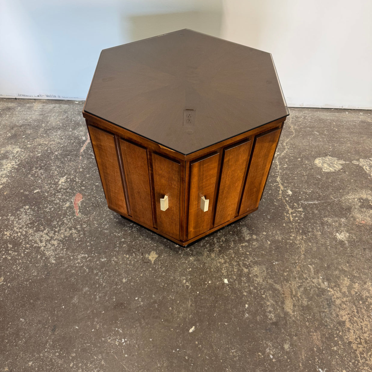 Lane Walnut Hexagon End Table