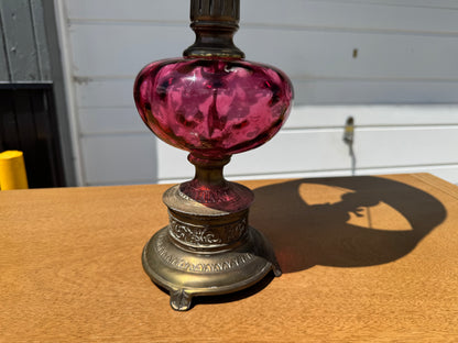 Vintage Pink Glass Lamp Base (Slag Glass Style) – Shade Not Included ✨