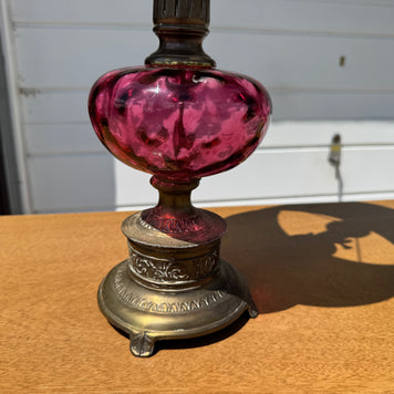 Vintage Pink Glass Lamp Base (Slag Glass Style) – Shade Not Included ✨