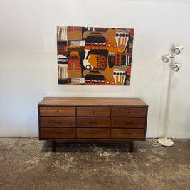 Midcentury Walnut Nine Drawer Dresser