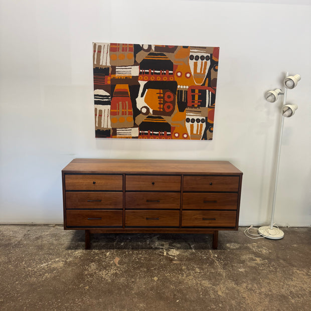 Midcentury Walnut Nine Drawer Dresser