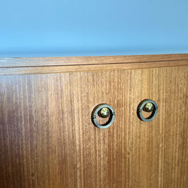Vintage MCM Hollywood Regency Mahogany Credenza — Black Iron & Brass Base