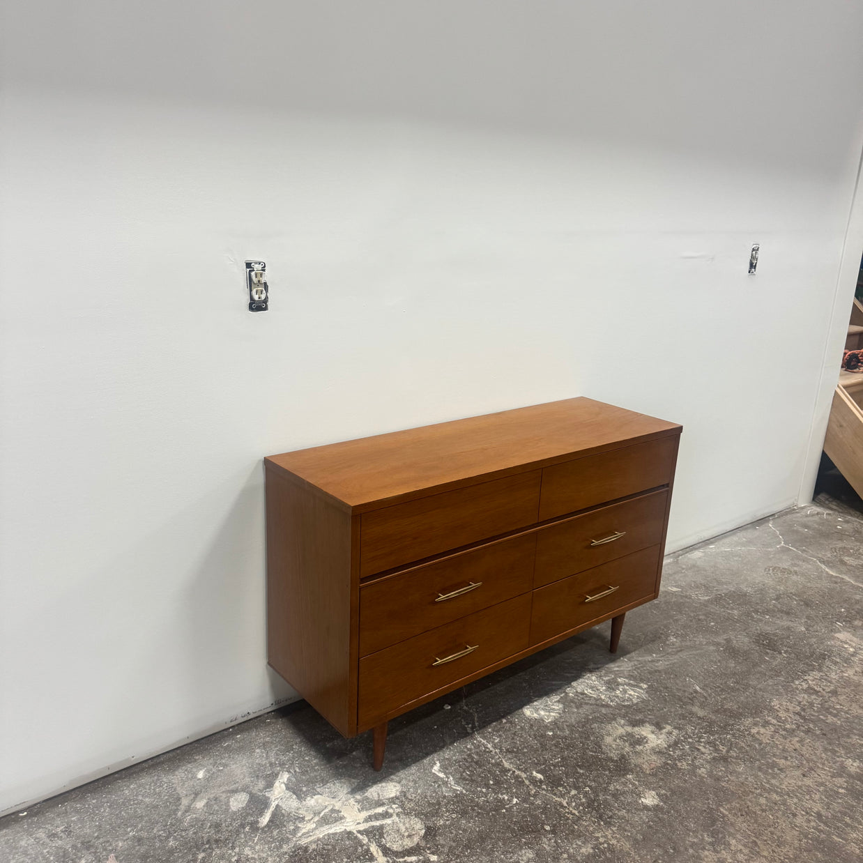 Mid-Century Walnut Six Drawer Dresser