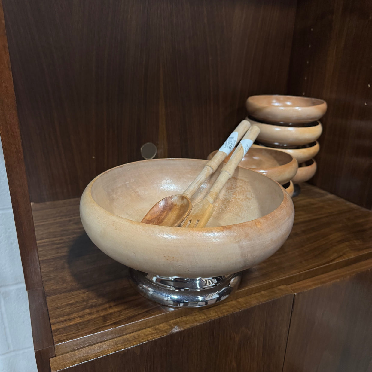 Vintage Hellerware Wooden Salad Bowl Set - 9 piece