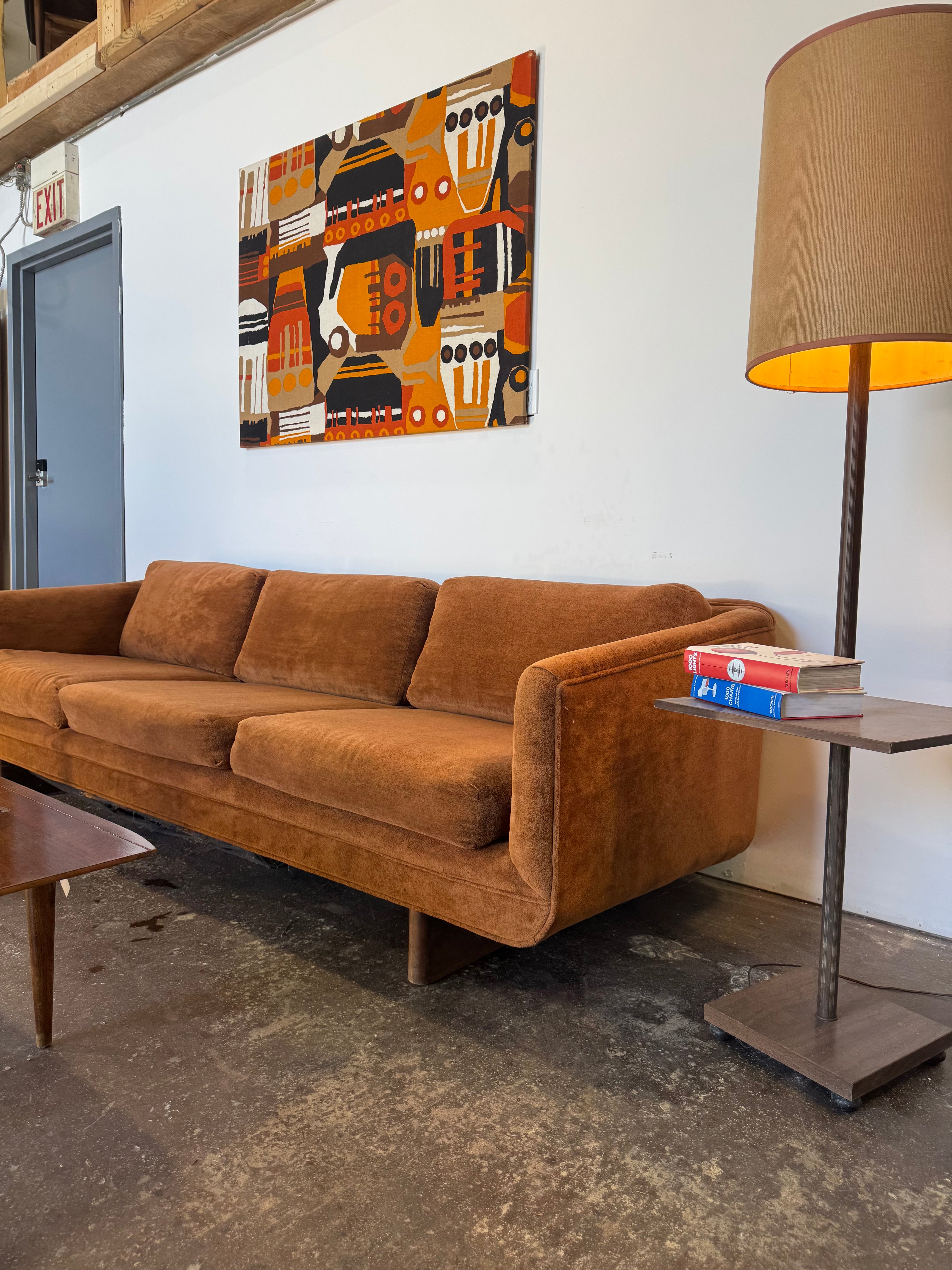 Vintage 1970s MCM Low Profile Sofa — Original Wood Base | New Foam