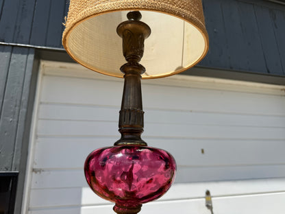 Vintage Pink Glass Lamp Base (Slag Glass Style) – Shade Not Included ✨
