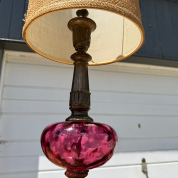 Vintage Pink Glass Lamp Base (Slag Glass Style) – Shade Not Included ✨