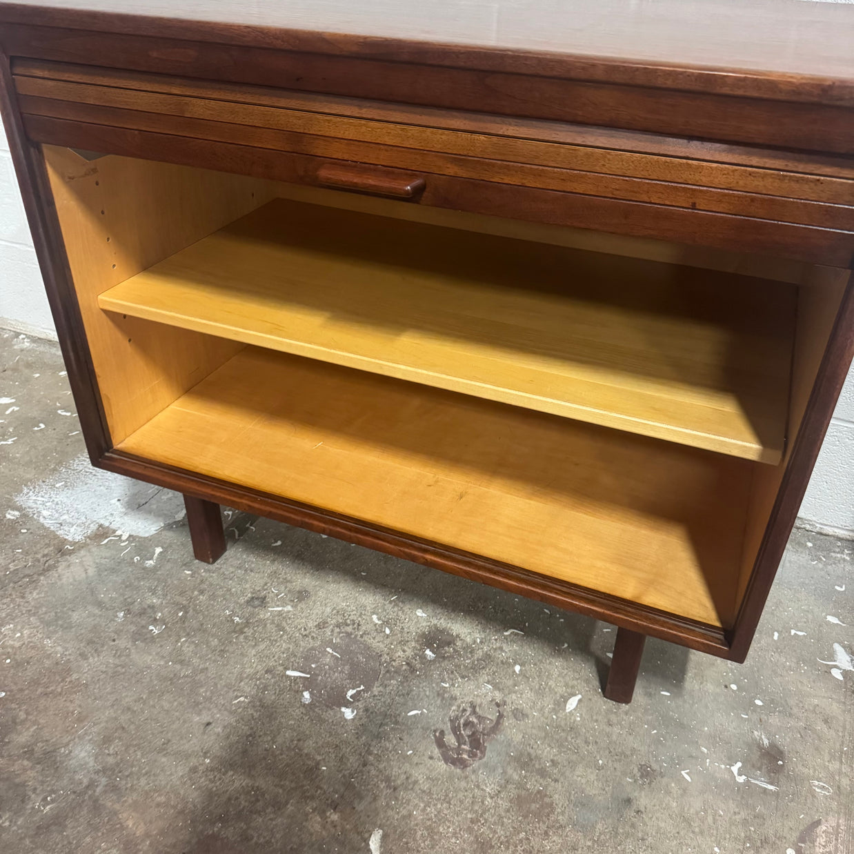 Jens Risom Walnut Tambour Door Bar Cabinet — Professionally Restored