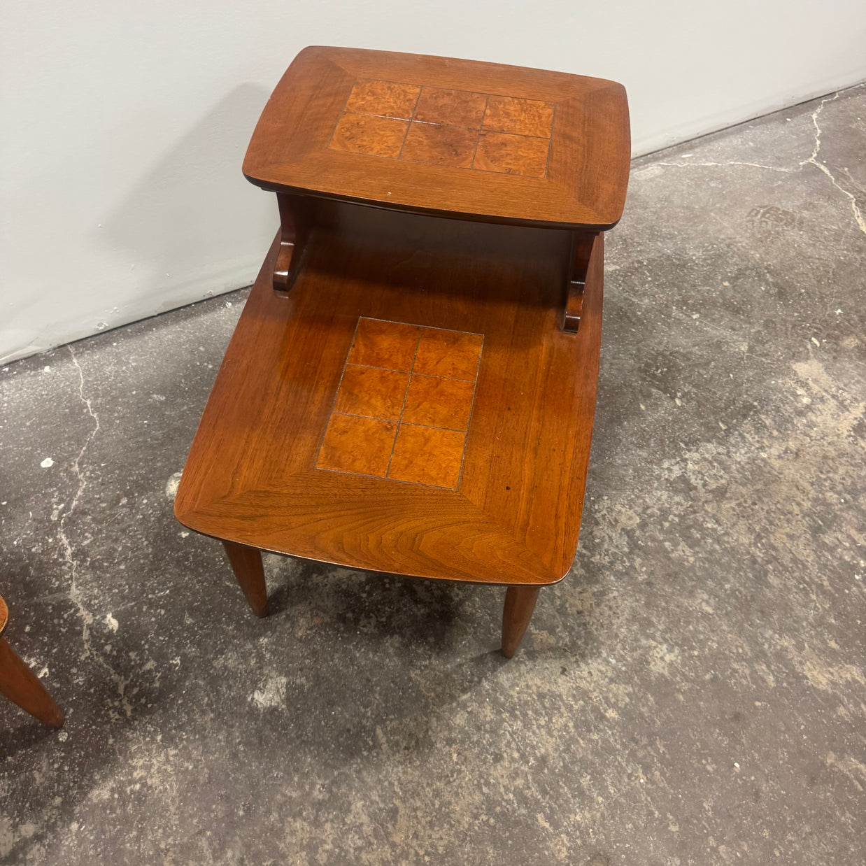 Lane Walnut Burl Inlay End Tables