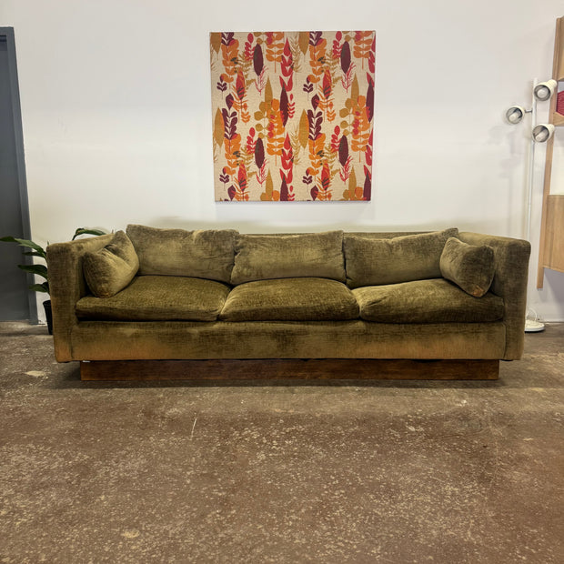 Sleigh Lounge Sofa - Olive Upholstery w/ down pillows