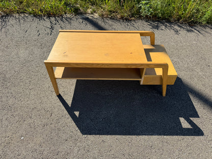 Two-Tier Midcentury Modern Blonde Coffee Table