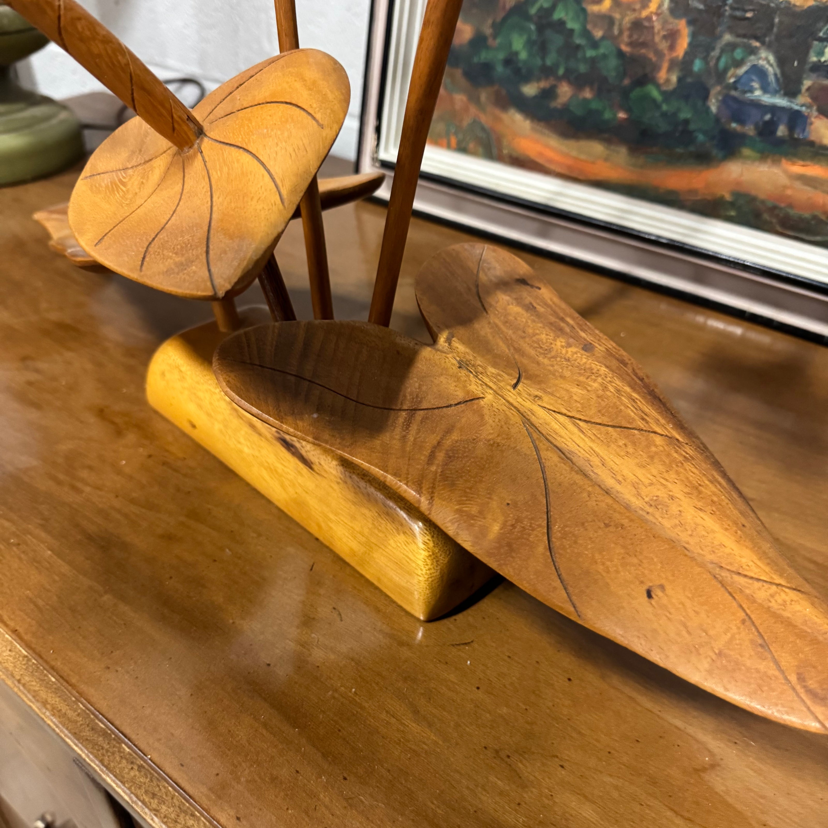 Vintage Hawaiian Floral Wood Carving