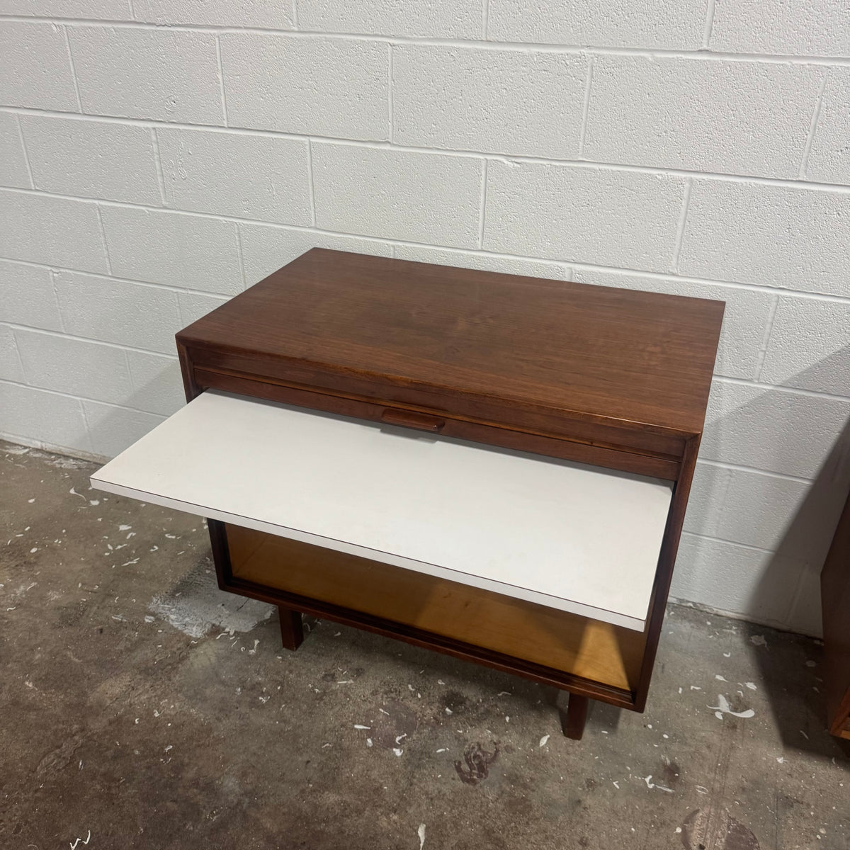 Jens Risom Walnut Tambour Door Bar Cabinet — Professionally Restored