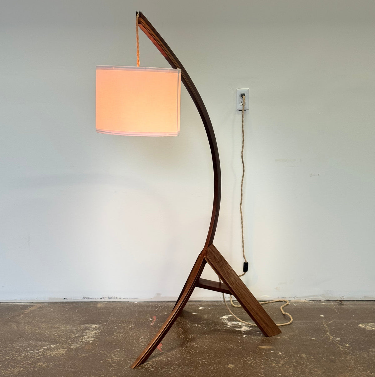 Handmade Walnut Arch Floor Lamp — Bespoke MCM Design