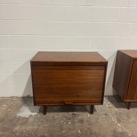 Jens Risom Walnut Tambour Door Bar Cabinet — Professionally Restored