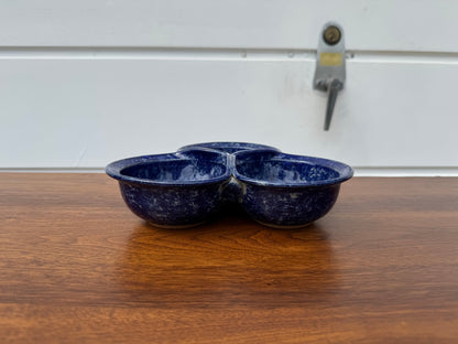 Blue Tri-Bowl Nut Dish by Reynolds