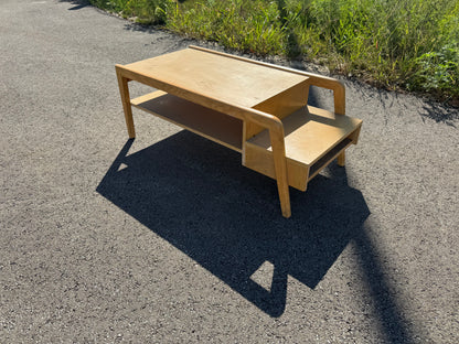 Two-Tier Midcentury Modern Blonde Coffee Table